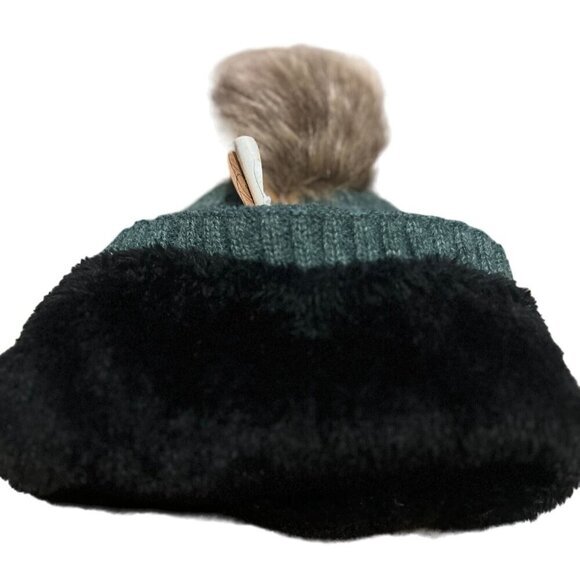 Britts Knits Olive Pom Hat‎ Faux Fur Pom Pom NWT - Picture 4 of 4